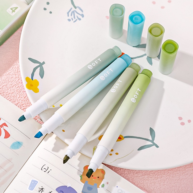 Bút Highlight Hikoma Set Bút 4 màu Bút đánh dấu highlight Ngòi Mềm Màu Gradient Color