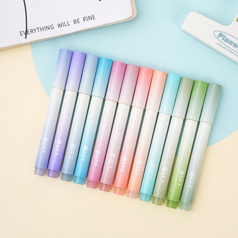 Bút Highlight Hikoma Set Bút 4 màu Bút đánh dấu highlight Ngòi Mềm Màu Gradient Color