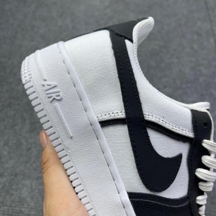 Giày thể thao AF1 vải trắng đen da lộn đế Air cao cấp, air force 1 custom vải Canvas đen hot 2023.XO.Boutique.HD