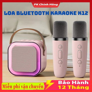 Loa Bluetooth, Loa Karaoke Mini K12 Sạc Pin Không Dây, Âm Thanh Hay Bass Chuẩn Tặng Kèm 2 Míc Hát, Bảo Hành 2 Tháng