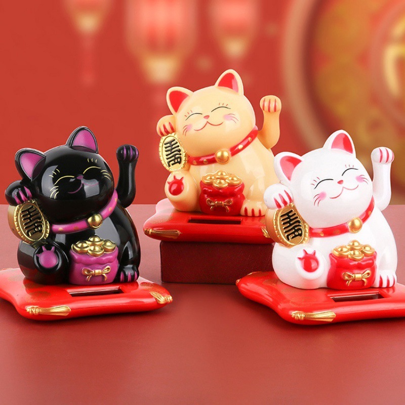 Mèo Thần Tài Vẫy Tay Mini 7,5cm Sử Dụng Năng Lượng Mặt Trời, Năng Lượng Ánh Sáng , Bảo Hành 12 Tháng