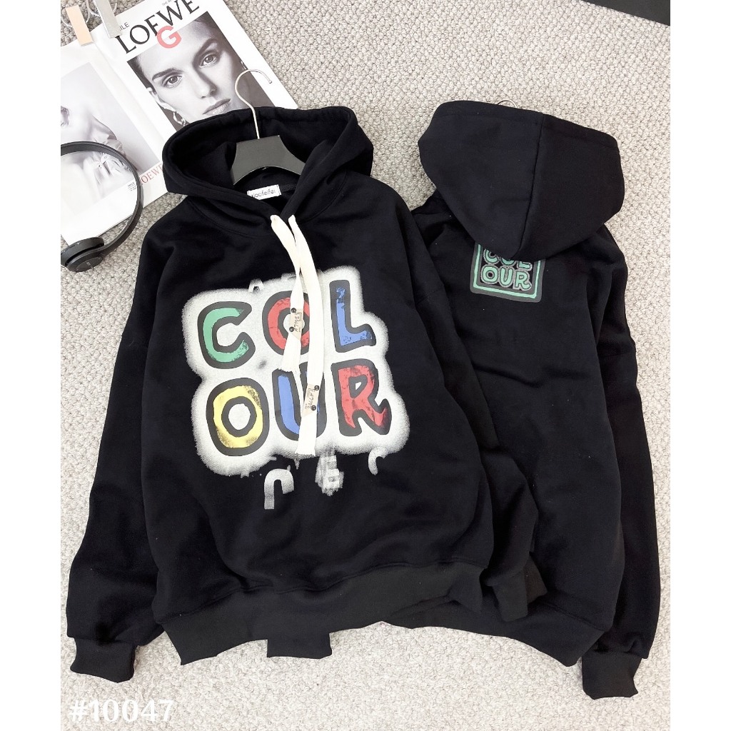 Áo Hoodie Nỉ Unisex COLOUR 🦋 Áo Nỉ Nam Nữ Mũ Rộng Dáng Thụng In Chữ 🦋