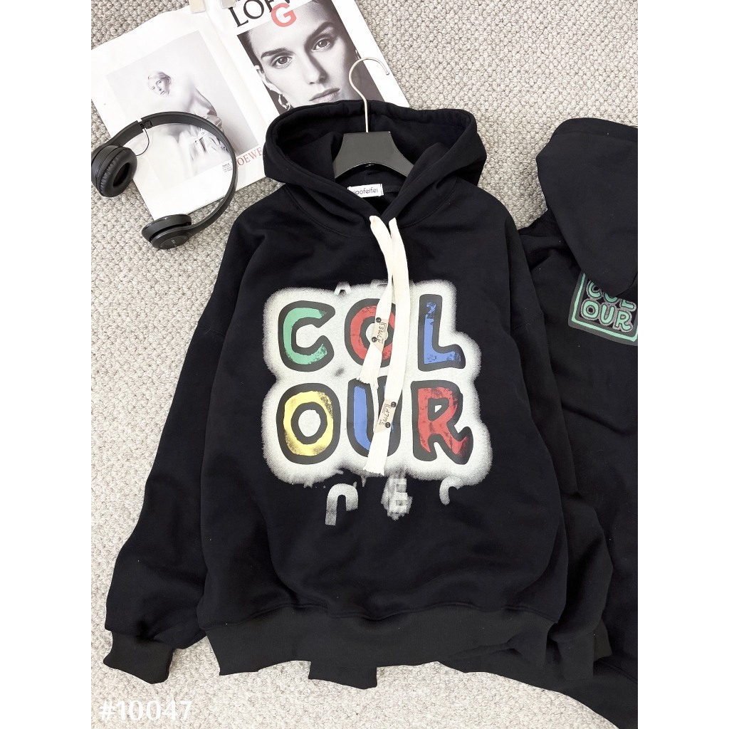 Áo Hoodie Nỉ Unisex COLOUR 🦋 Áo Nỉ Nam Nữ Mũ Rộng Dáng Thụng In Chữ 🦋