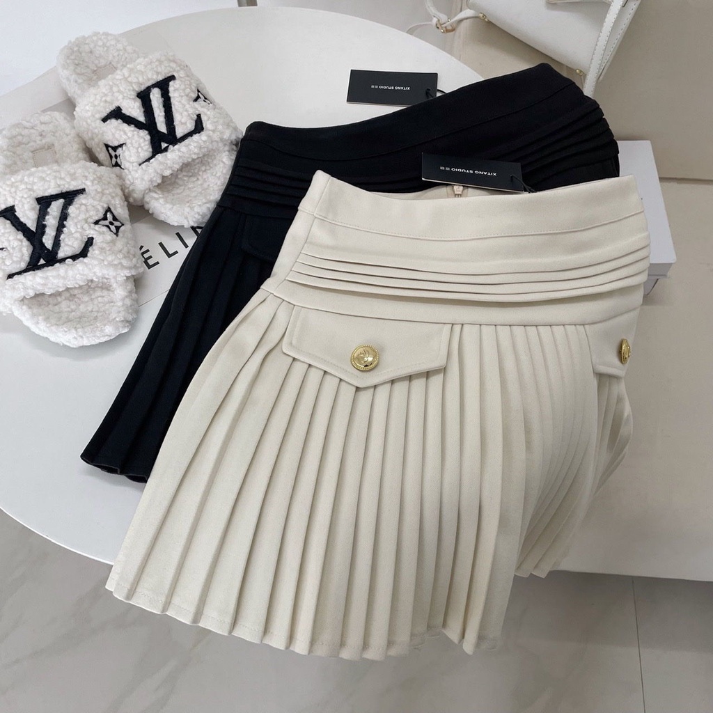 Chân Váy Xếp Ly Nắp Túi 2 Bên Cạp Cao Trẻ Trung Năng Động Phong Cách Hàn Quốc M25