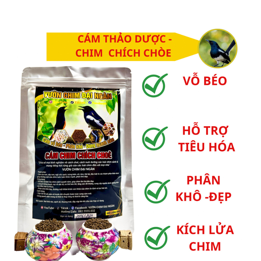 (Gói 500g) Cám Chích Chòe Thảo Dược - Vỗ Béo - Phân Khô - Vườn Khướu Đại Ngàn