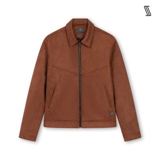 Áo khoác da lộn nam SSSTUTTER dáng trucker cổ đức khoá kéo AMERICAN MINIMAL JACKET
