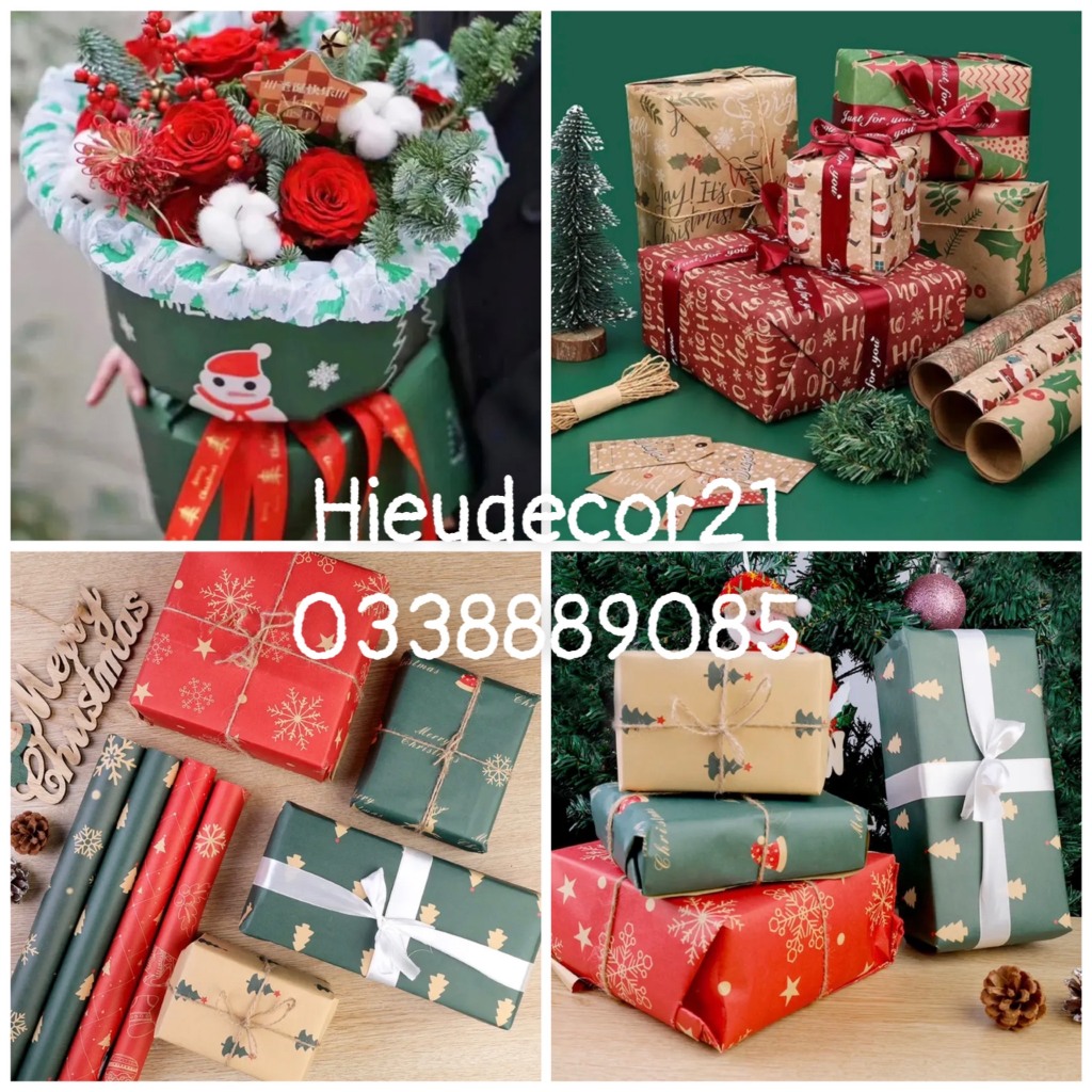 1 Tờ Giấy gói quà trang trí noel nhiều hoạ tiết xinh xắn khổ 50*70 (hình ngẫu nhiên).....