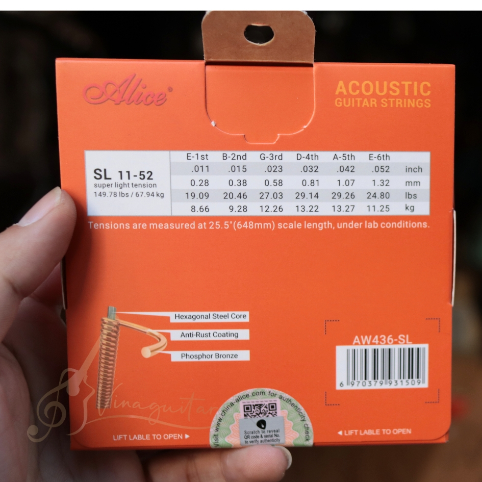 Dây Đàn Guitar Acoustic Alice AW436 2023 Chính Hãng