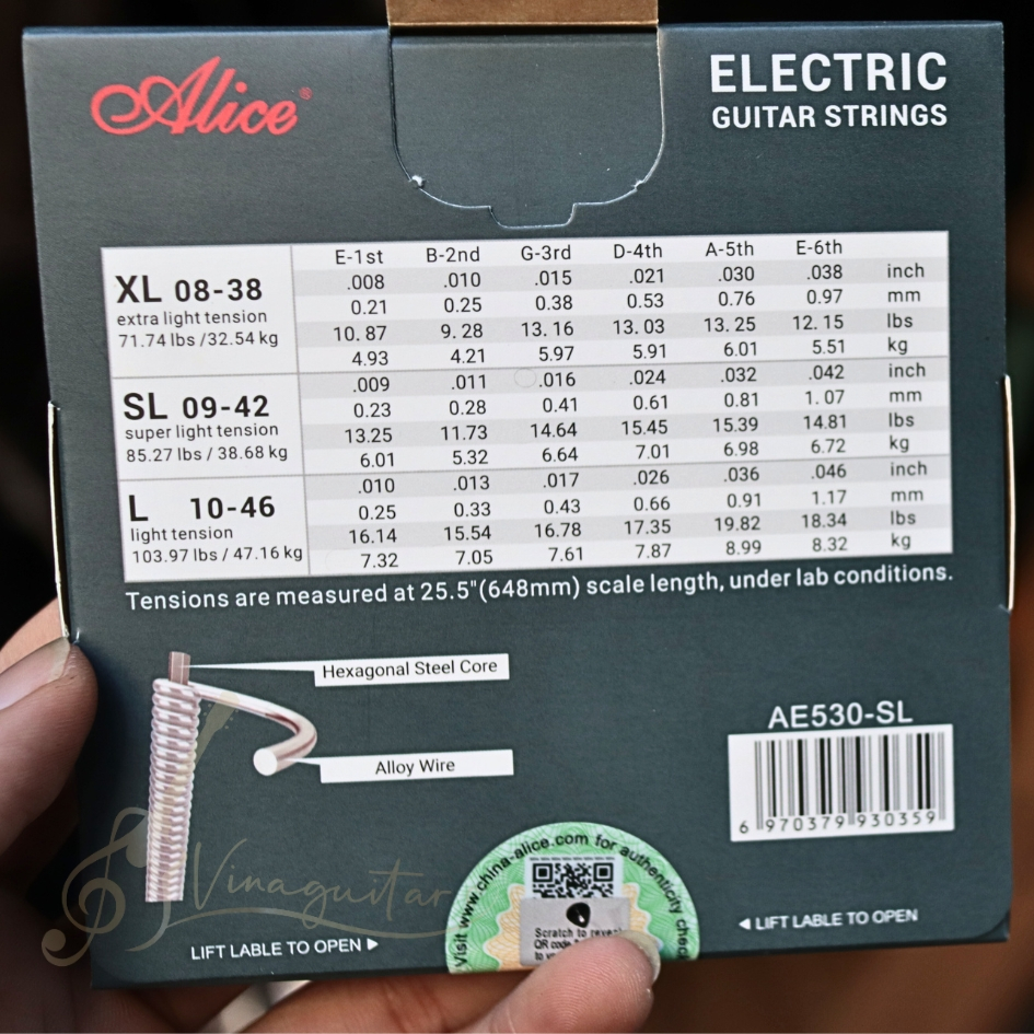Dây Đàn Guitar điện Alice AE530 Chính Hãng Bộ 6 dây guitar electric strings