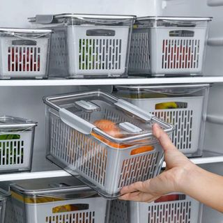 Hộp có khay tách nước đa năng chia 2 ngăn gấp gọn có hộp đựng KT: 20x11x13cm