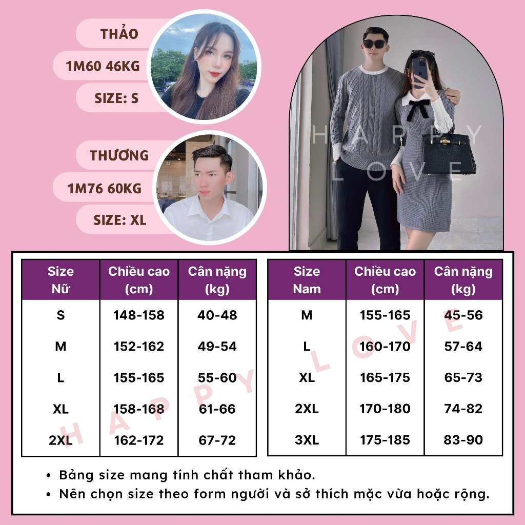 Đồ đôi nam nữ thu đông set couple áo len nam đầm nữ ngắn ôm body màu ghi xám tặng nơ cài xinh xắn HAPPYLOVE H140