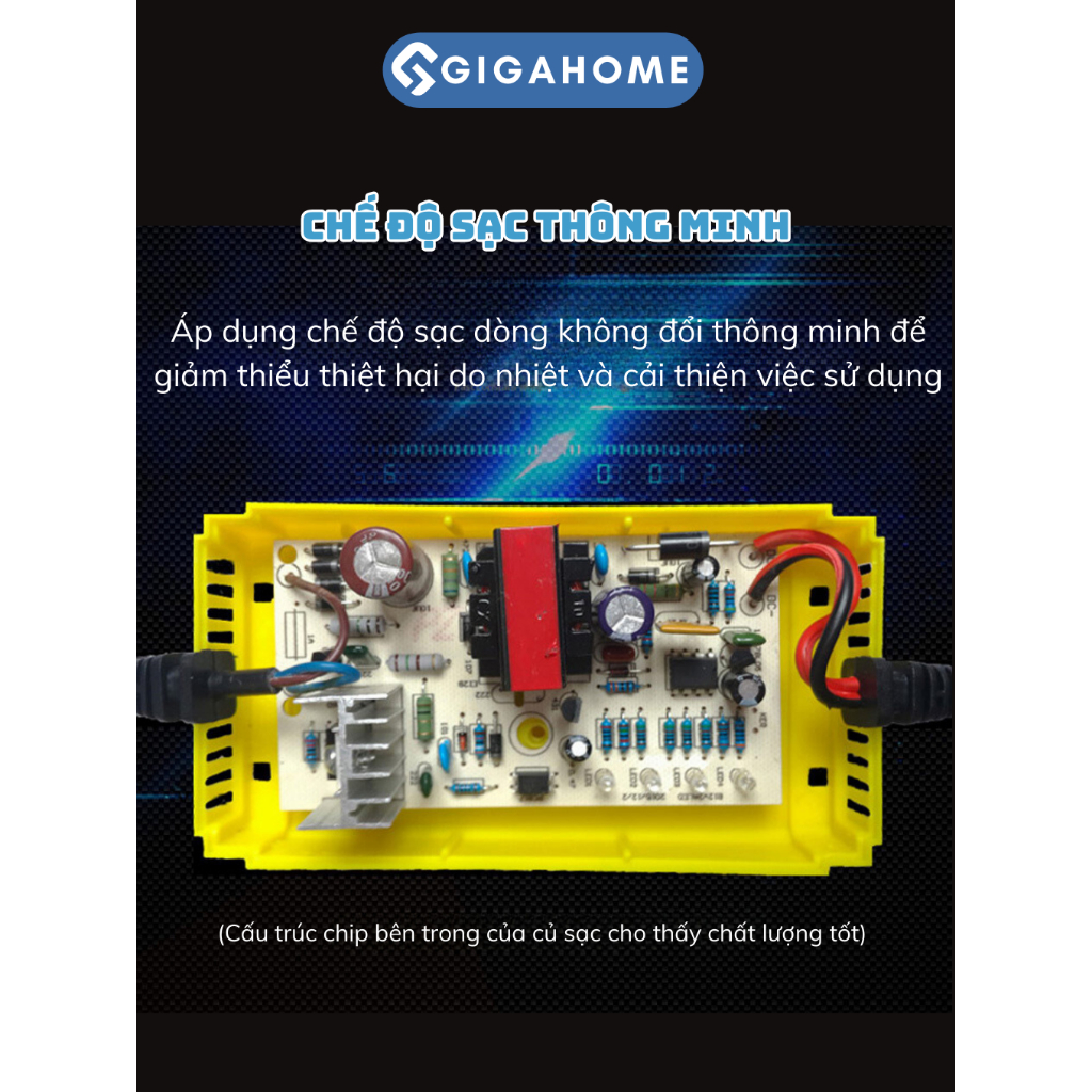Bộ Sạc Ắc Quy Thông Minh GIGAHOMEVN Sạc Xe Máy, Xe Điện 12V Tự Ngắt 5836