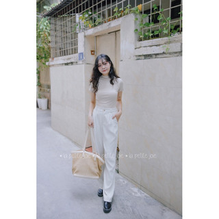 Lapetitejoie Quần vải 1 cúc dáng suông dài phủ gót Mian pants