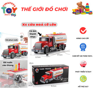 Đồ Chơi Xe Ô Tô Chở Nước Cứu Hỏa Có Vòi Phun Nước VINATOYS, Có Đèn Và Âm Thanh, Ô Tô Cỡ Lớn (Có Thể Phun Nước)