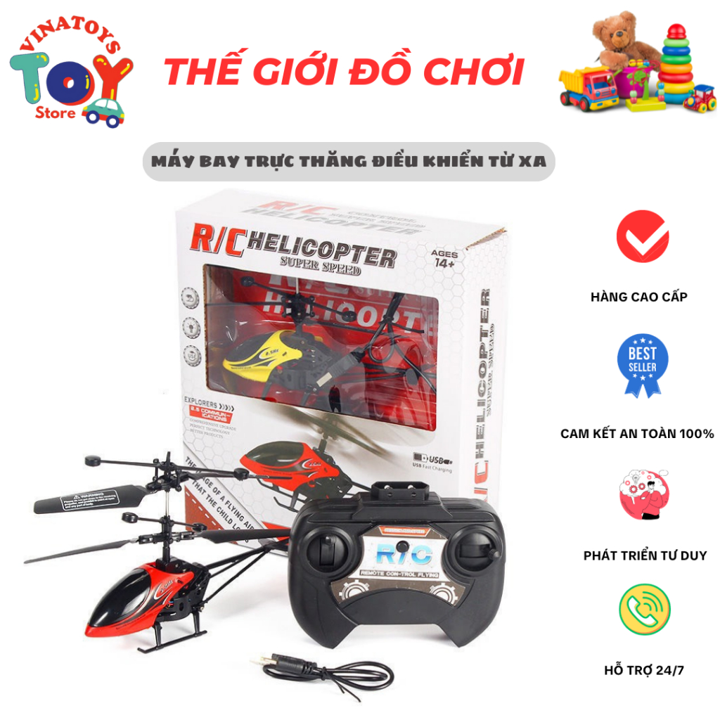 Đồ Chơi Máy Bay Trực Thăng Điều Khiển Từ Xa RC và XK912 cho Bé VINATOYS, Có Đèn Sử Dụng Pin Sạc USB, Điều Khiển Từ Xa