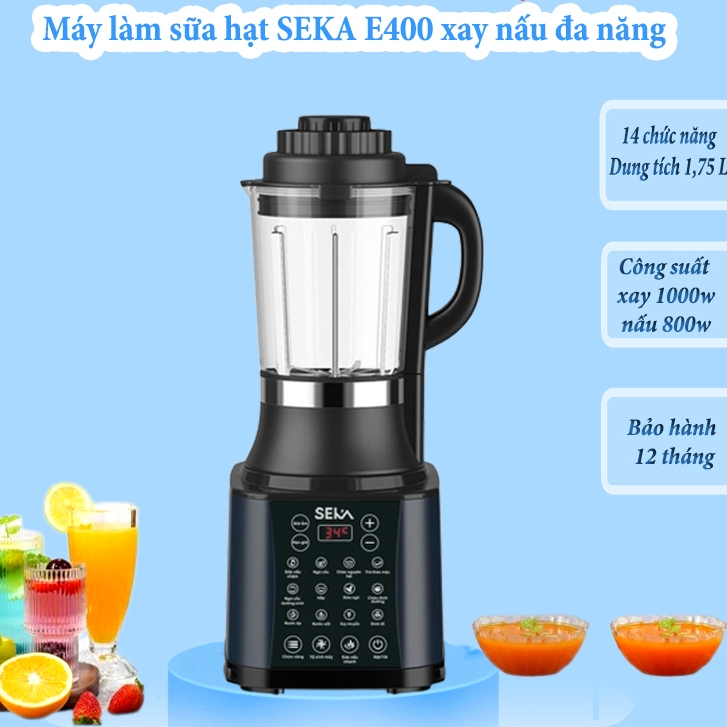 Máy làm sữa hạt SEKA E400 xay nấu đa năng tích hợp 14 chế độ dung tích cối 1.7 lít công suất 1000W + 800W Chính Hãng