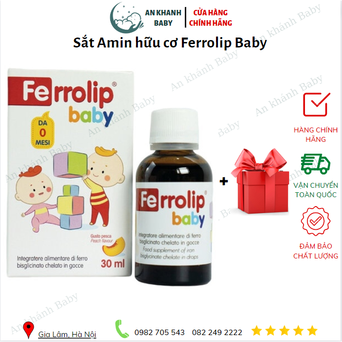 [KÈM QUÀ] Sắt Amin hữu cơ Ferrolip Baby lọ 30ml