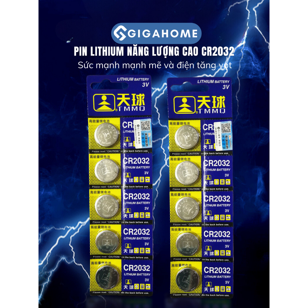 Vỉ 5 Viên Pin CR2032 Lithium 3V GIGAHOMEVN - Sử Dụng Cho Thiết Bị Điện Tử và Đồ Chơi 5865