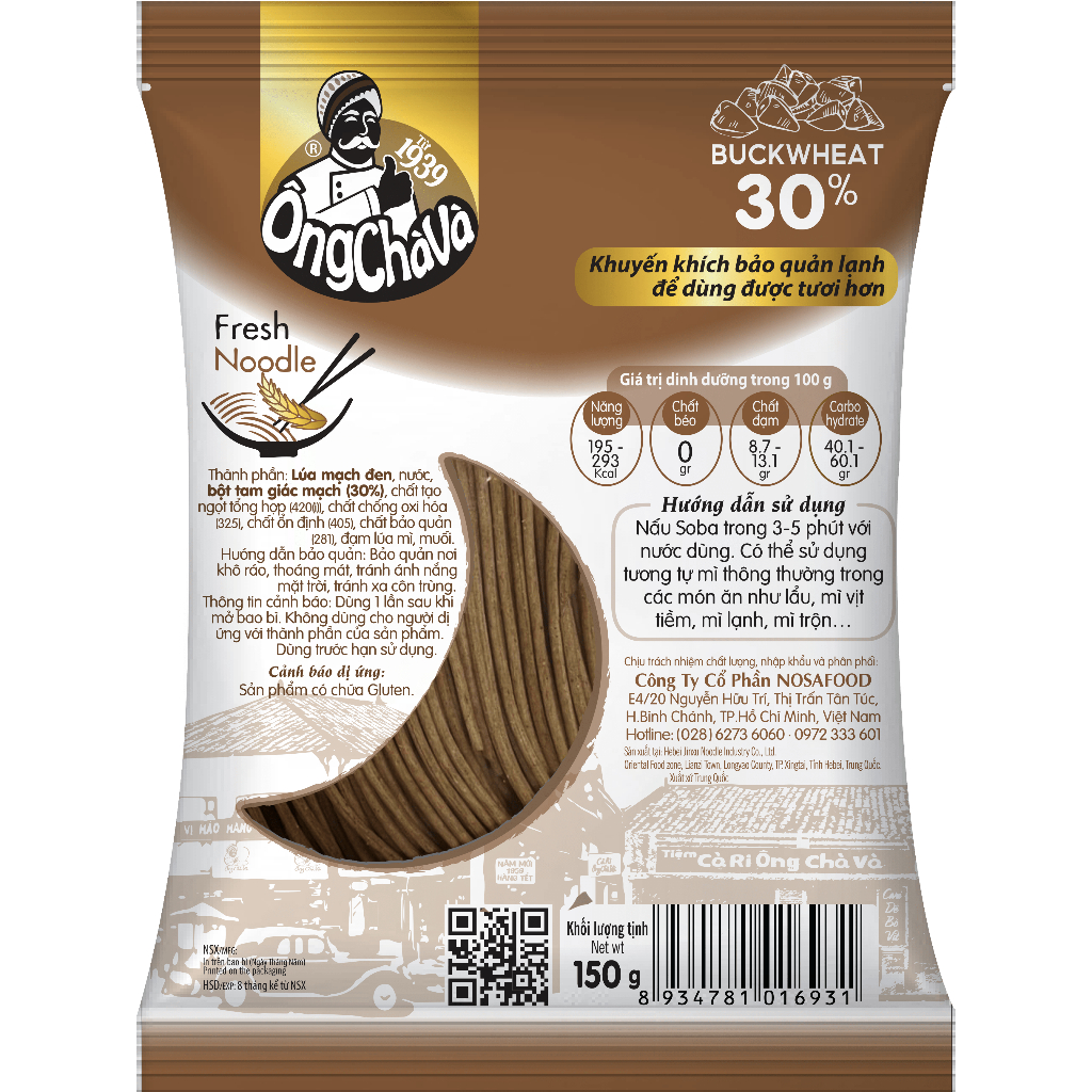 Mì Soba Tươi Sợi Tròn Ông Chà Và 150g