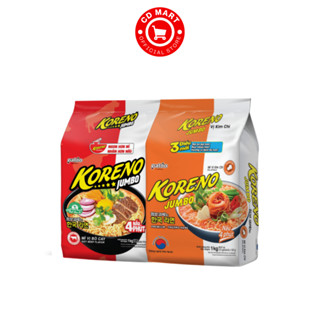 Bịch 10 gói mì Hàn Quốc Koreno Jumbo 100G (vị bò cay/ vị kim chi)