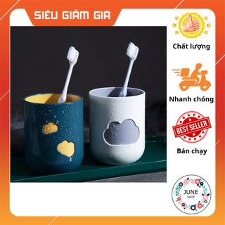 Ly cốc uống nước, súc miệng 2 lớp hình đám mây dễ thương, gam màu xinh xắn