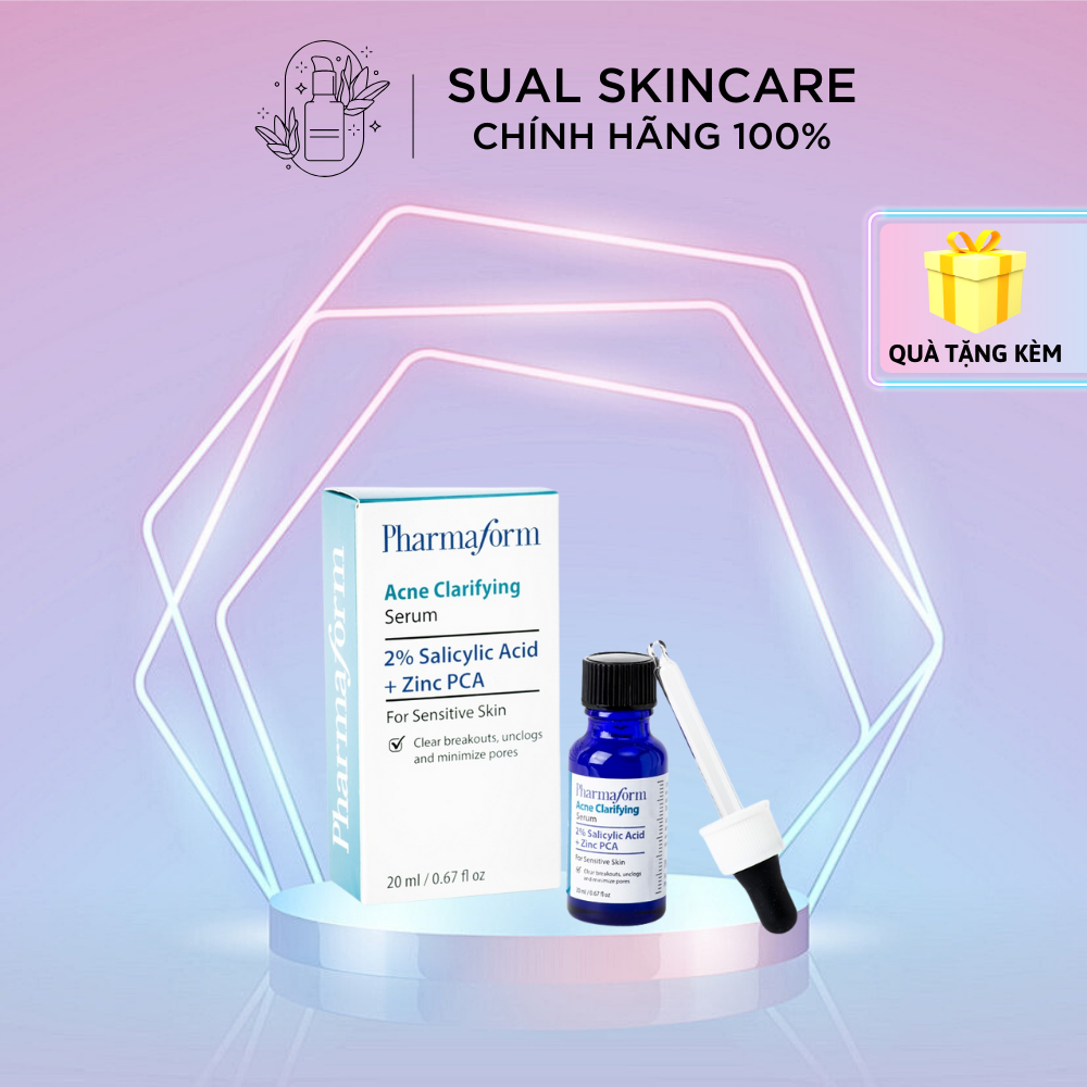 Serum giảm và ngăn ngừa mụn đầu đen cho da mặt, tinh chất se khít lỗ chân lông PHARMAFORM Acne Clarifying 20ml