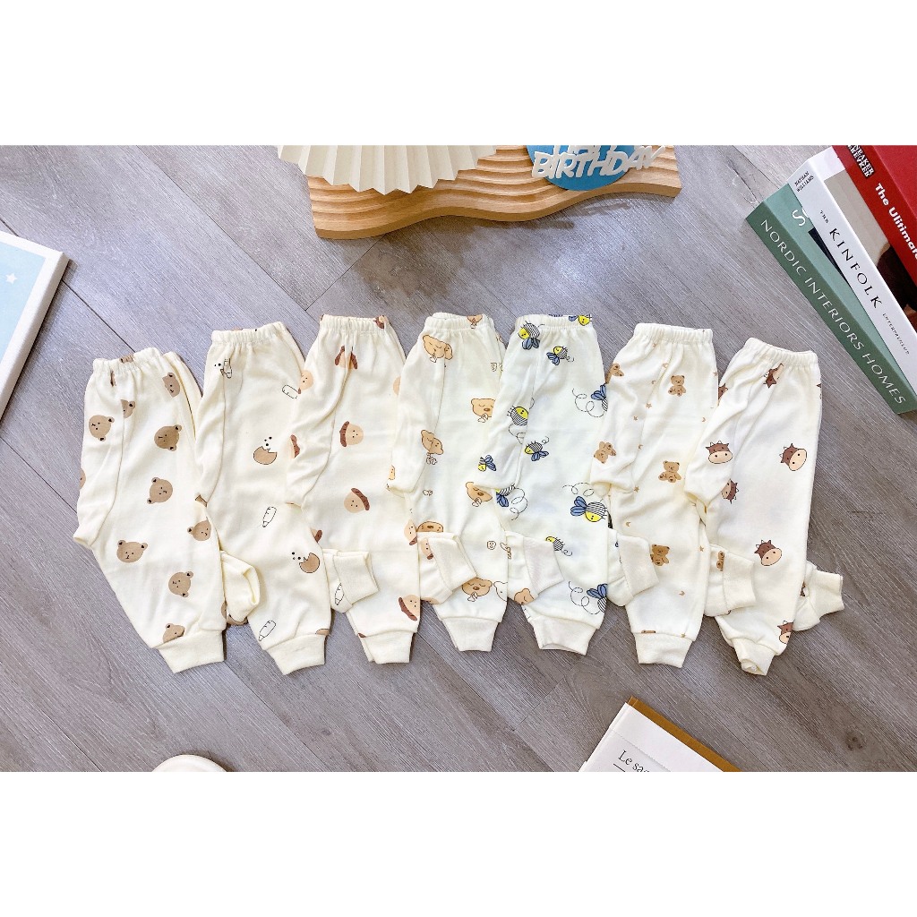 Combo 5 Quần Dài Nỉ Hàn Họa Tiết Ong Gấu Cotton Vải Mặc Thu Đông VT-MVkids Cho Bé