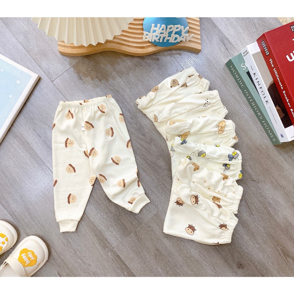 Combo 5 Quần Dài Nỉ Hàn Họa Tiết Ong Gấu Cotton Vải Mặc Thu Đông VT-MVkids Cho Bé