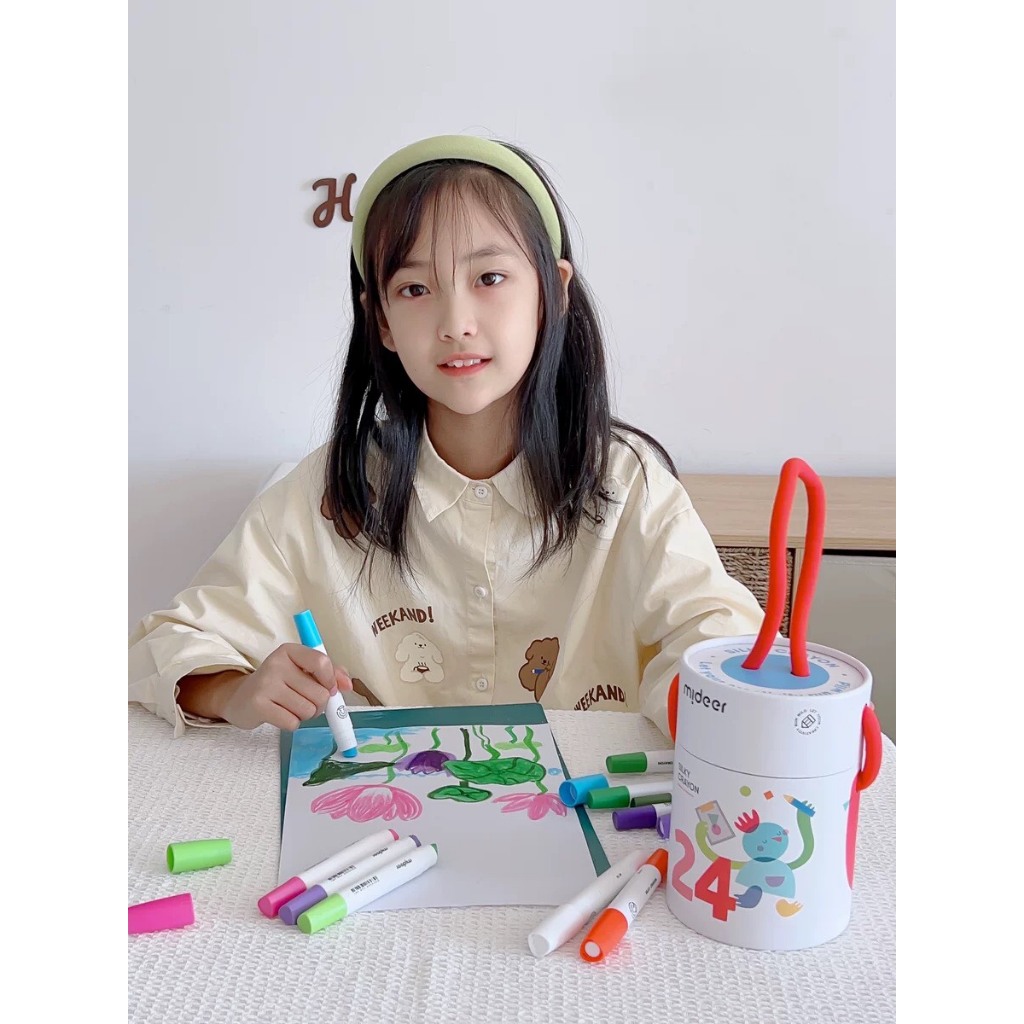 Màu sáp Mideer hộp trắng tròn