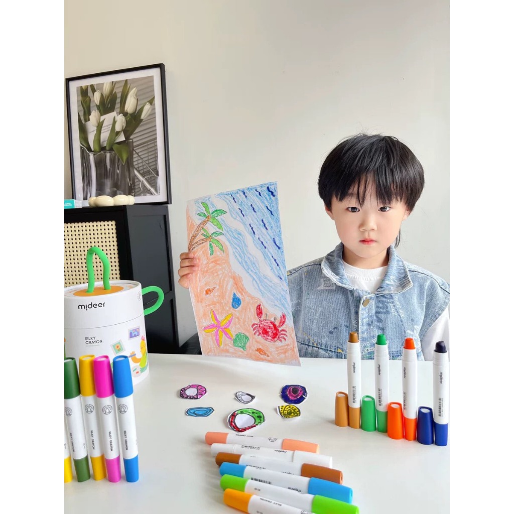 Màu sáp Mideer hộp trắng tròn