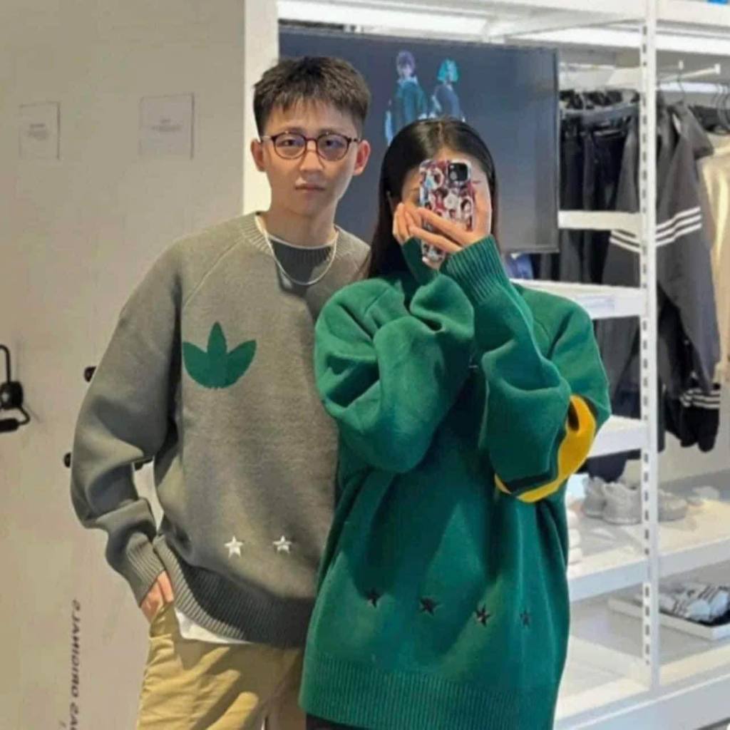 Áo knit Adidas xám / xanh