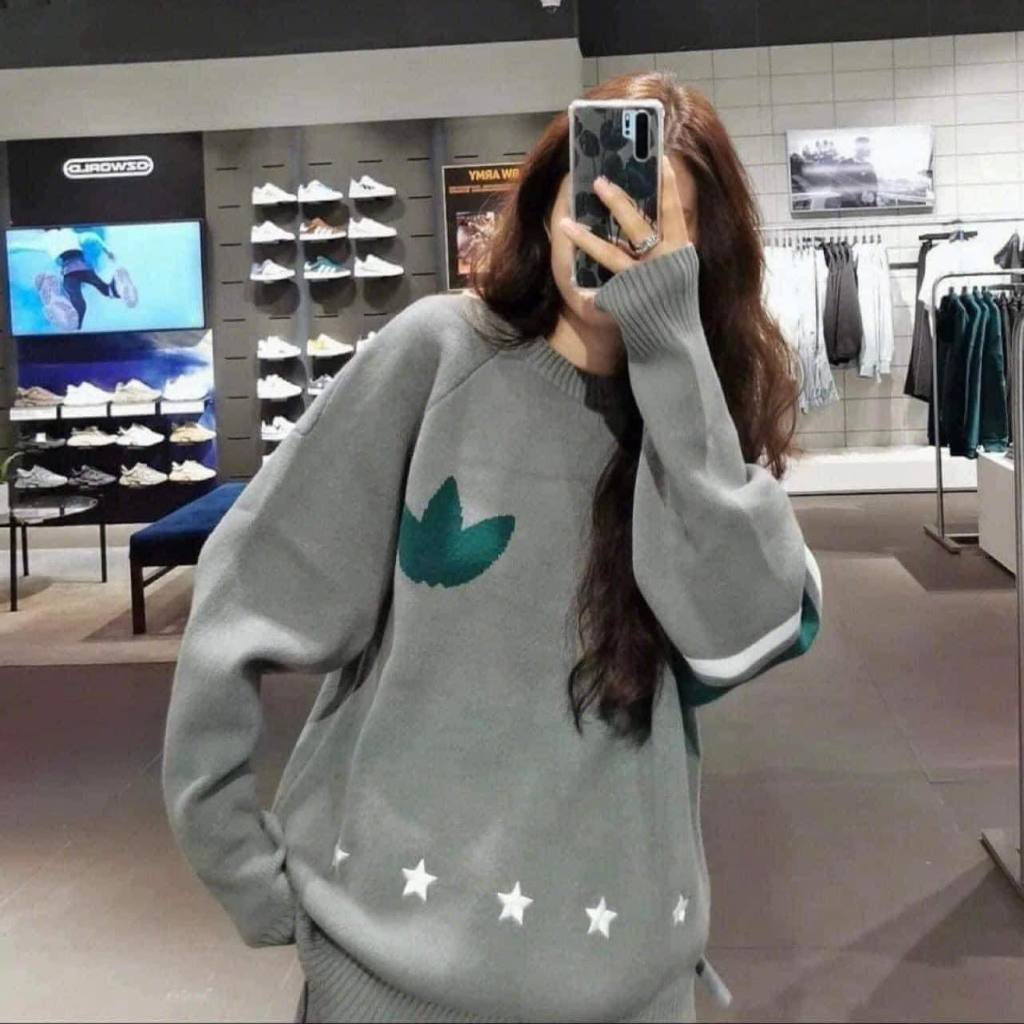 Áo knit Adidas xám / xanh