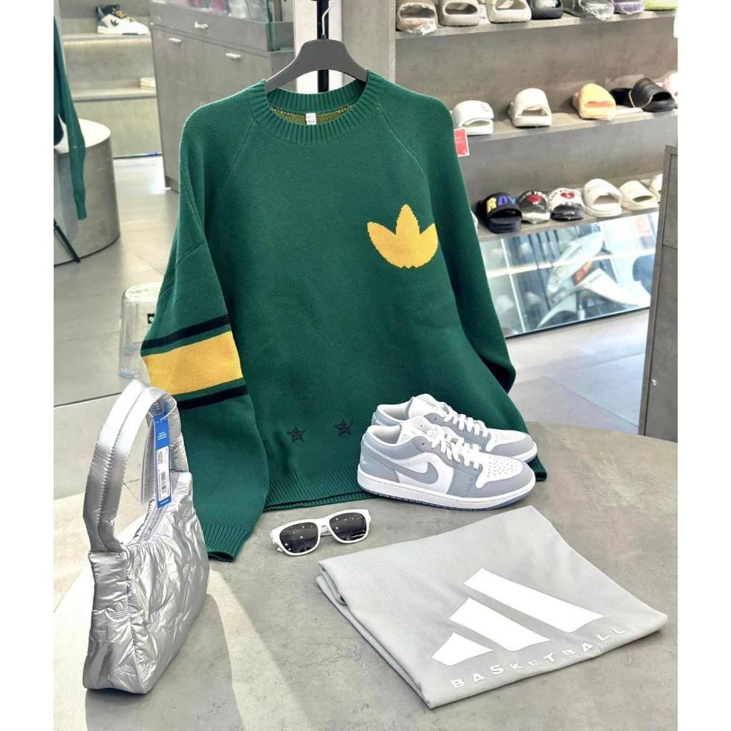 Áo knit Adidas xám / xanh