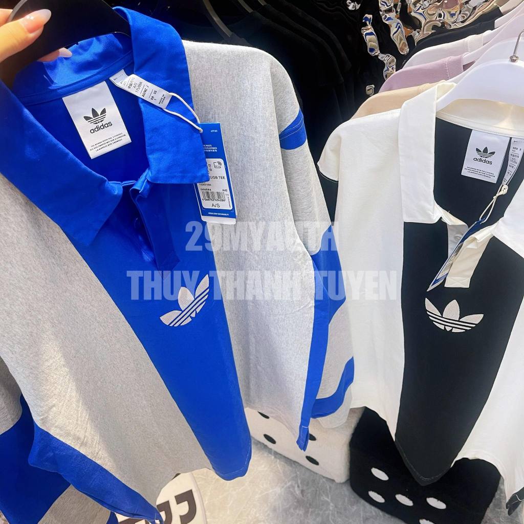 Áo thun tay dài kẻ sọc adidas blue - black