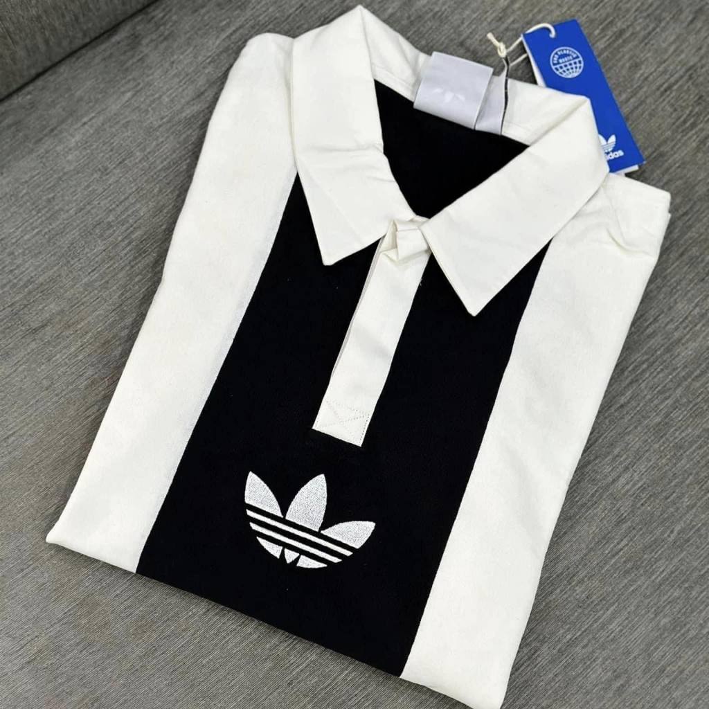 Áo thun tay dài kẻ sọc adidas blue - black