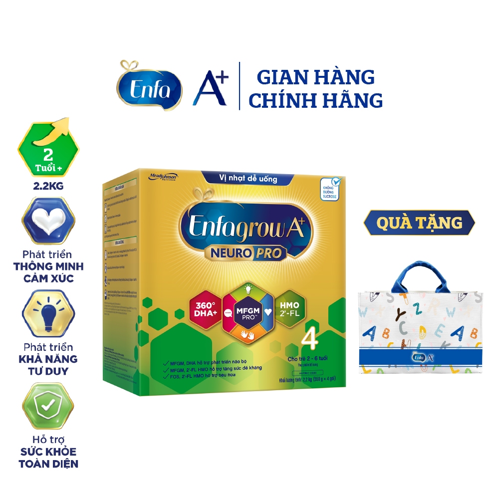 Sữa bột Enfagrow A+ - 2.2kg Neuropro 4 Vị nhạt dễ uống