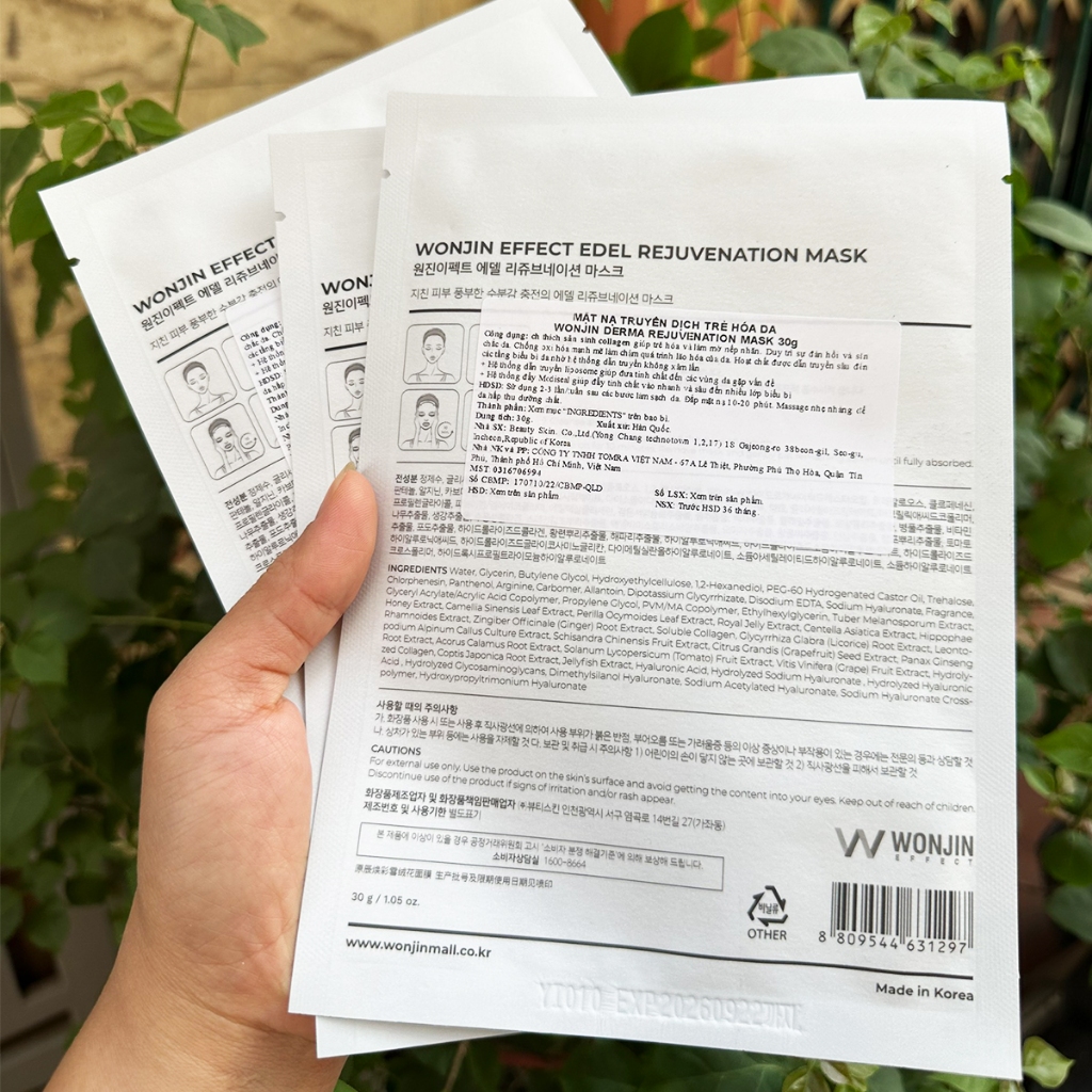 Mặt Nạ Wonjin Hàn Quốc Effect Edel Rejuvenation  Concentrated Essence Mask 30ml Trẻ Hóa Nâng Cơ Tái Tạo Da