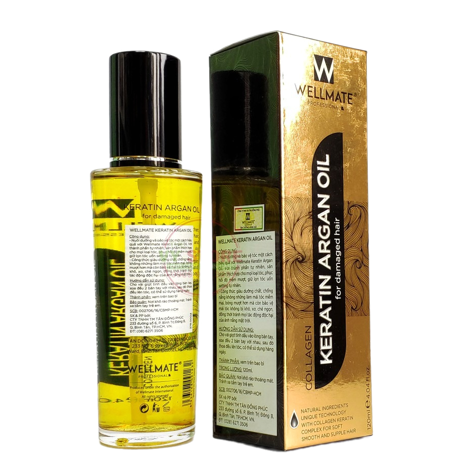 🇻🇳 Tinh dầu dưỡng tóc Wellmate Keratin Argan Oil 120ml ( màu vàng)