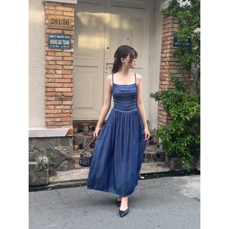 Đầm yếm jeans bo thun DD233