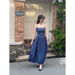Đầm yếm jeans bo thun DD233