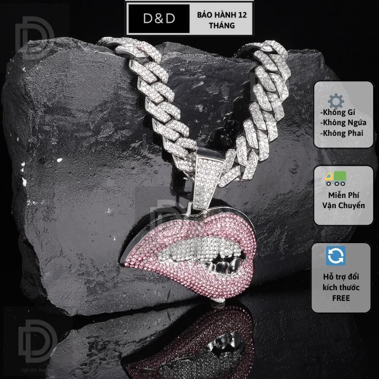 Trang sức Nam Nữ Dây Chuyền D&D Cuban Kiss Chất và Ngầu, Bạc pha đính đá CZ bền bỉ, không đen, không ngứa 2023