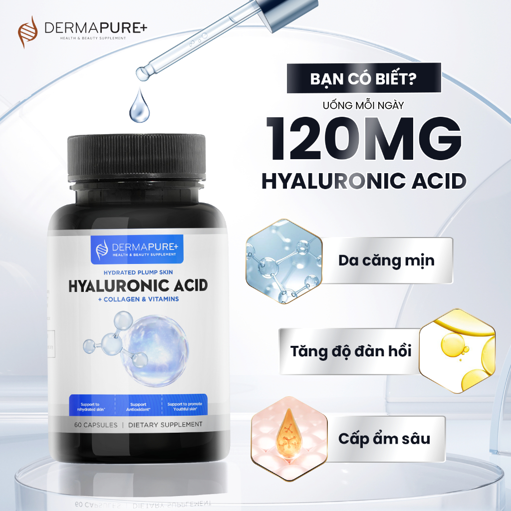 Combo 2 hộp viên uống Glutathione và HA - Bộ đôi trắng thơm và căng mịn da - DERMAPURE HEALTH & BEAUTY SUPPLEMENT