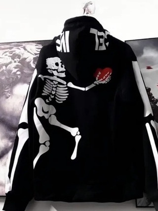Áo Hoodie  bộ xương phong cách đường phố cực chất hàng nỉ bông bo chun sịn sò mũ 2 lớp dày dặn