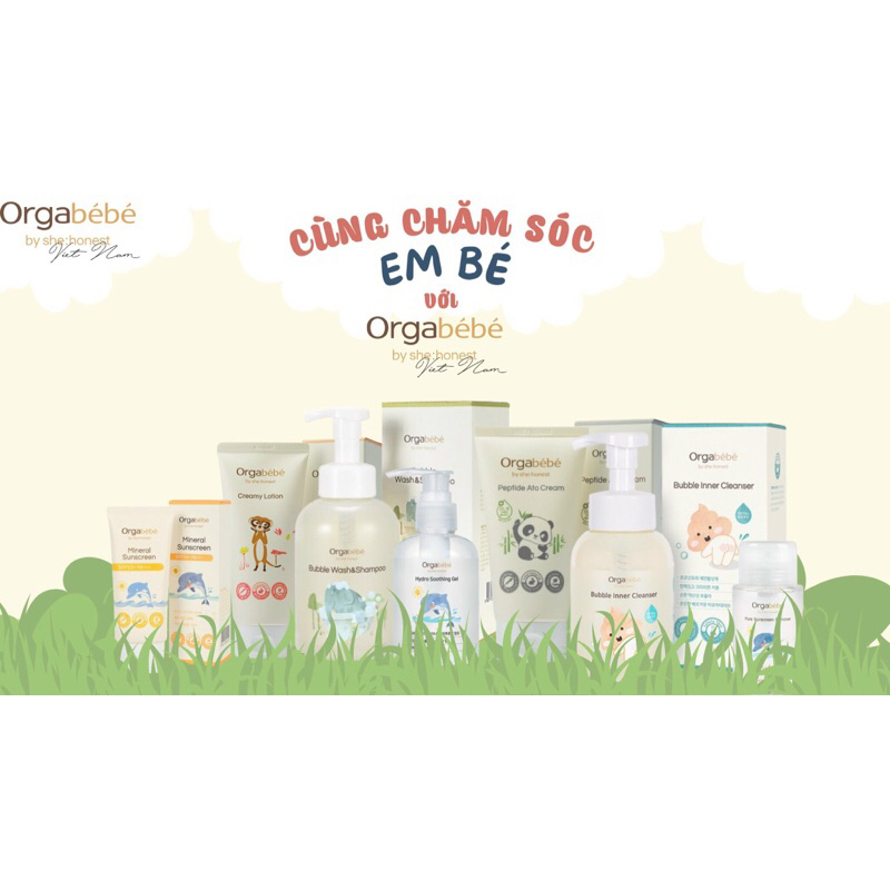 [CHÍNH HÃNG] ORGABEBE nội địa Hàn Quốc cho bé: Bọt tắm gội/Bọt vệ sinh/Kem chống nắng/Soothing Gel