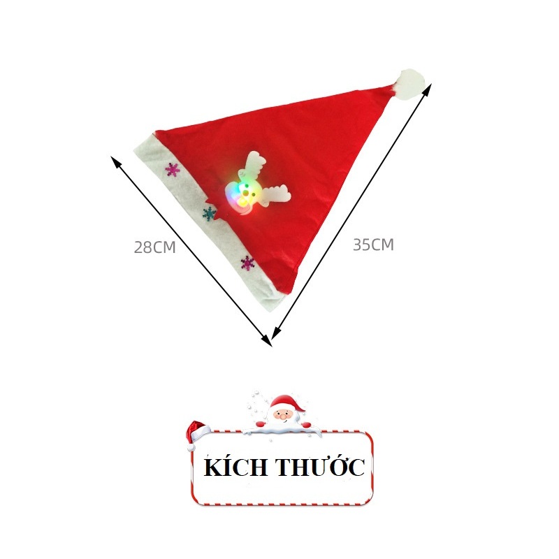 Mũ, nón Noel, phụ kiện Vòng tay và Nhẫn có đèn LED phát sáng cho bé vui chơi Giáng Sinh