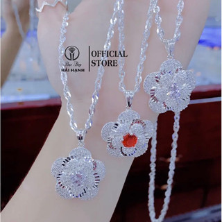 Dây xoắn kèm mặt hoa đá bạc ta HHJ