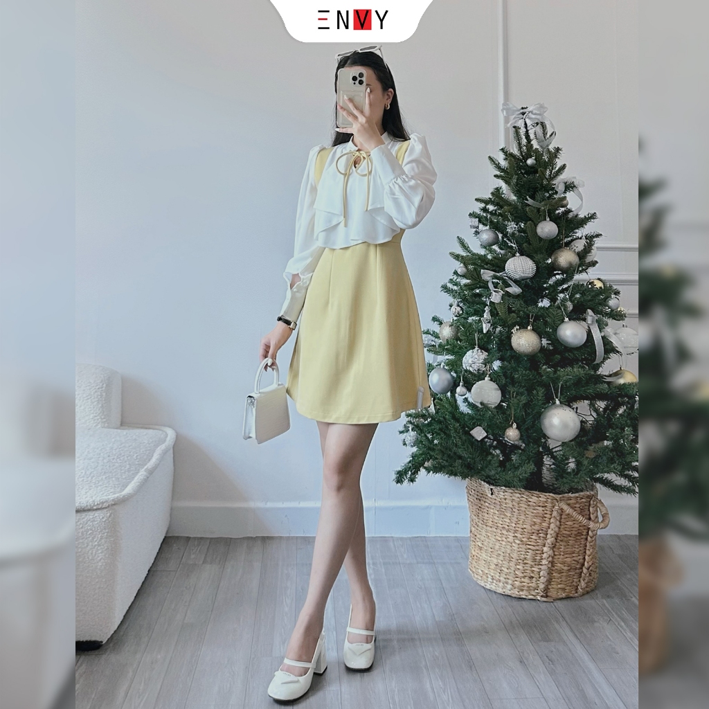 Đầm tiểu thư tay dài phối bèo nữ tính ENVY D276