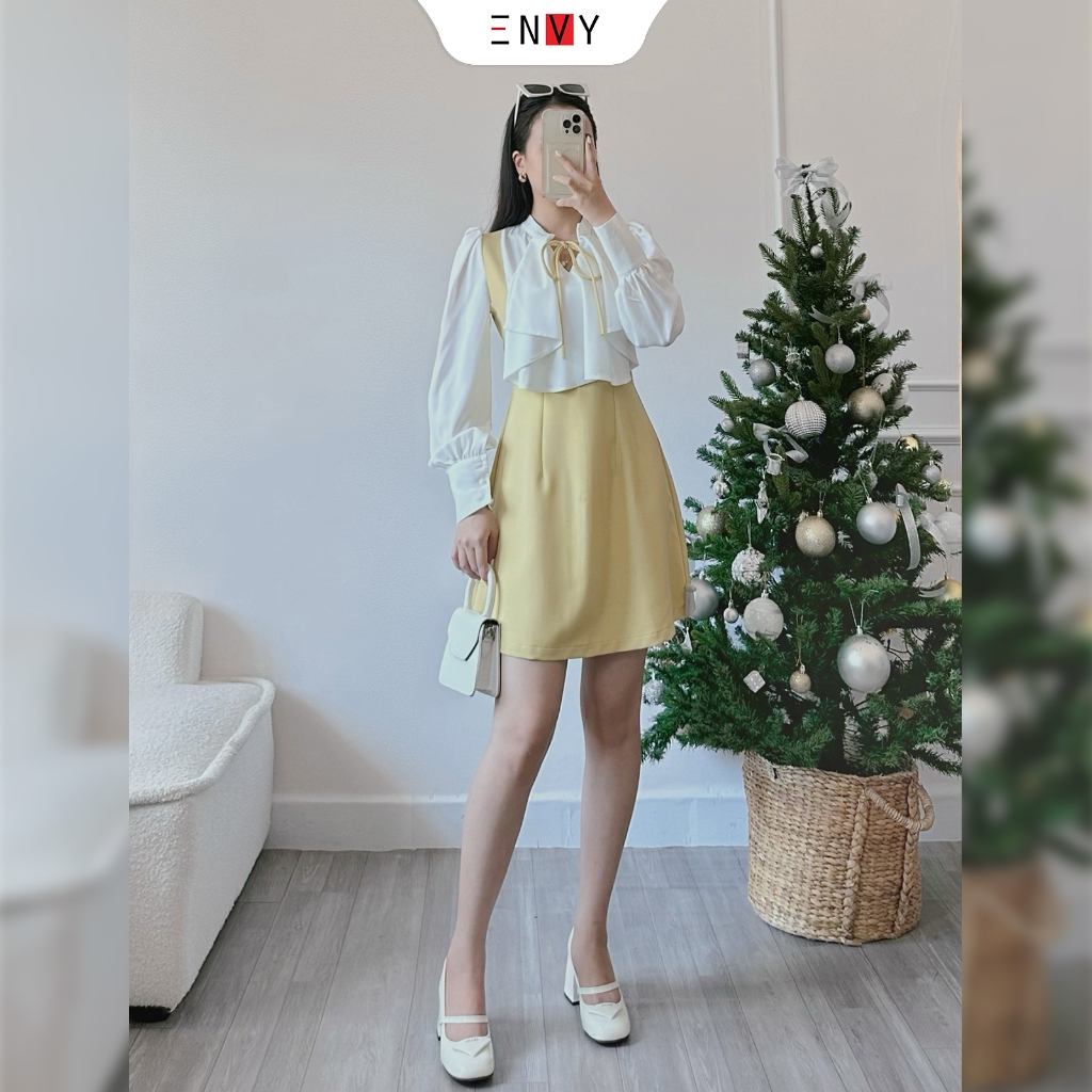 Đầm tiểu thư tay dài phối bèo nữ tính ENVY D276