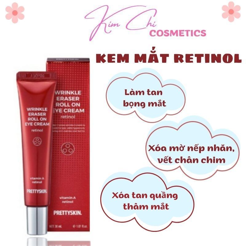 Kem mắt retinol Prettyskin, Kem mắt retinol làm tan bọng mắt, ngừa thâm quầng mắt, xóa mờ nếp nhăn