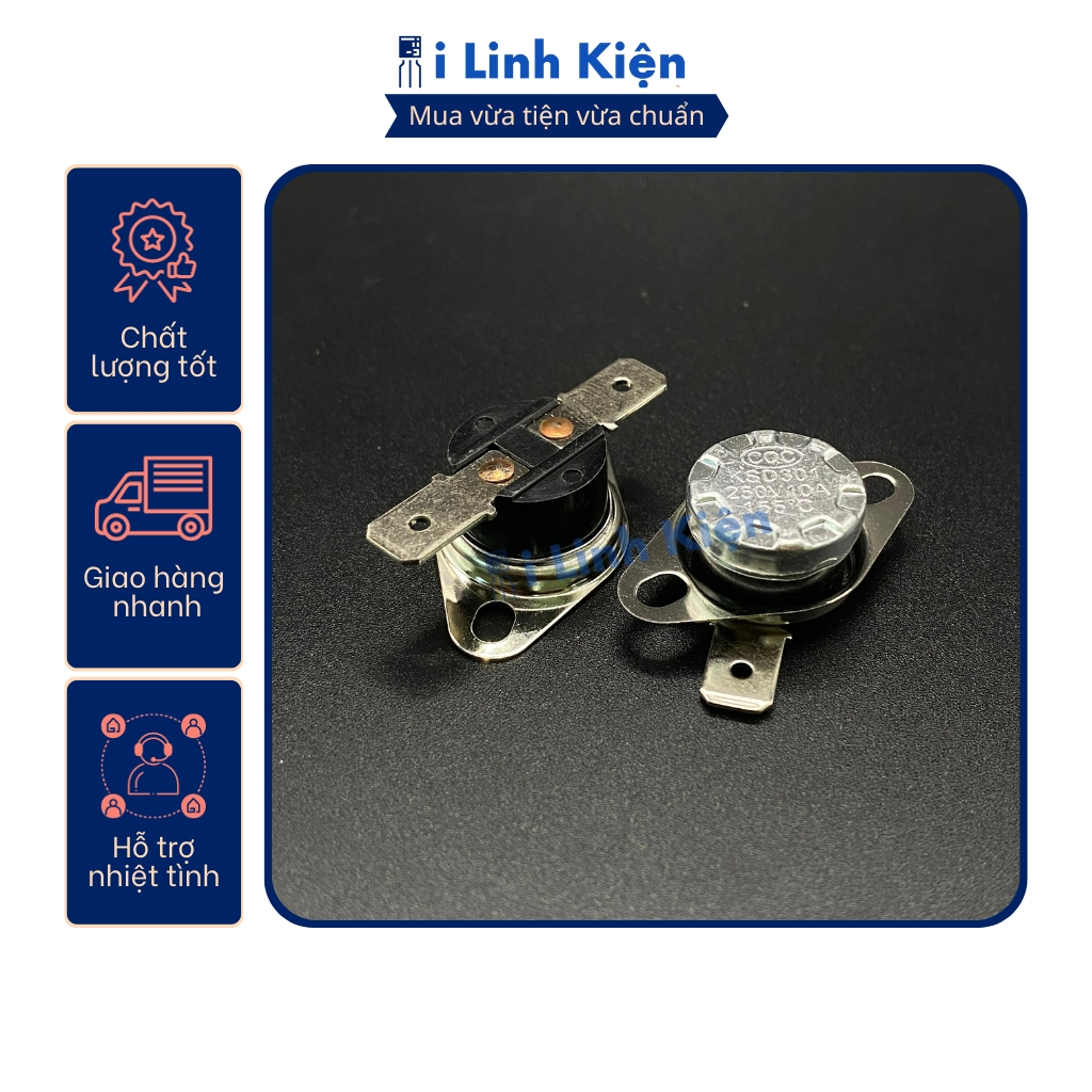 Rơ le nhiệt , Relay KSD301 10A 250V thường đóng từ 40-110 độ.